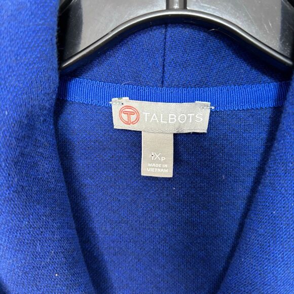 Talbots Women's Size 1XP Plus Blue Faux Wrap Zip Up Long Sleeve Sweater - Picture 2 of 9